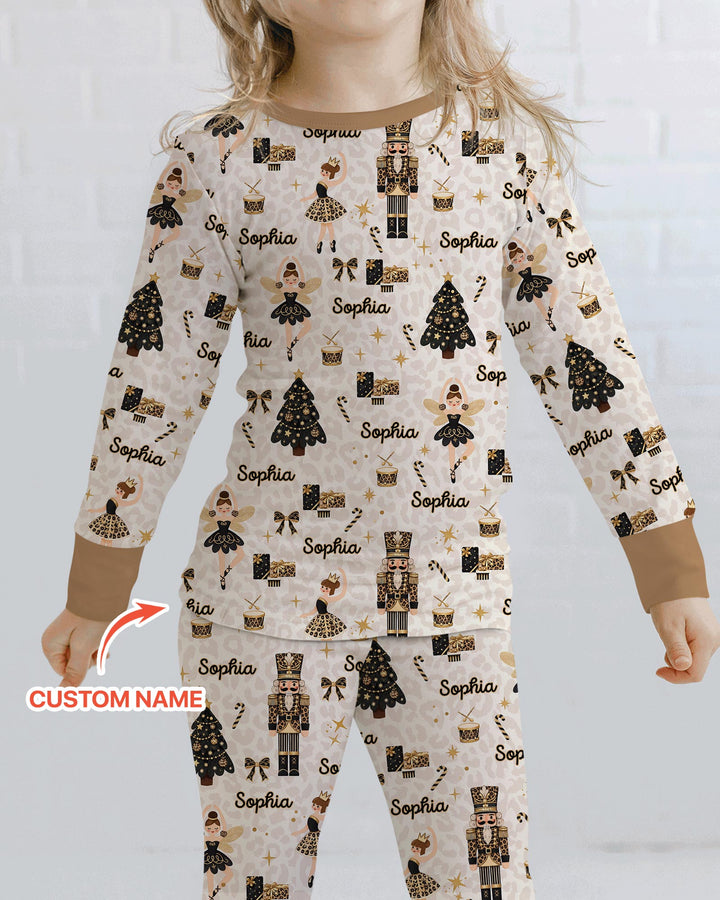 Custom Name Leopard Nutcracker Era Bamboo Two Piece Long Sleeve Pajama Set