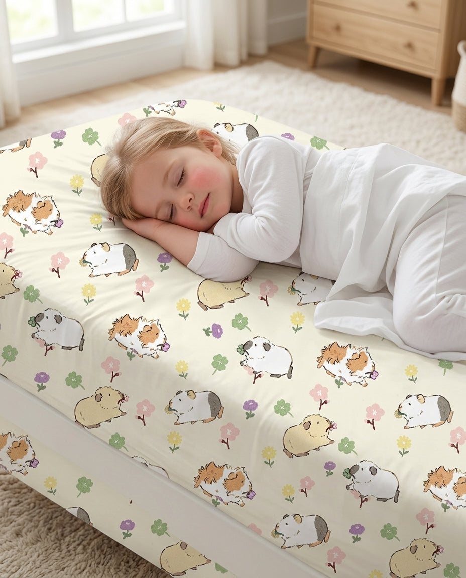 Guinea Pig Garden Bamboo Fitted Crib Sheet