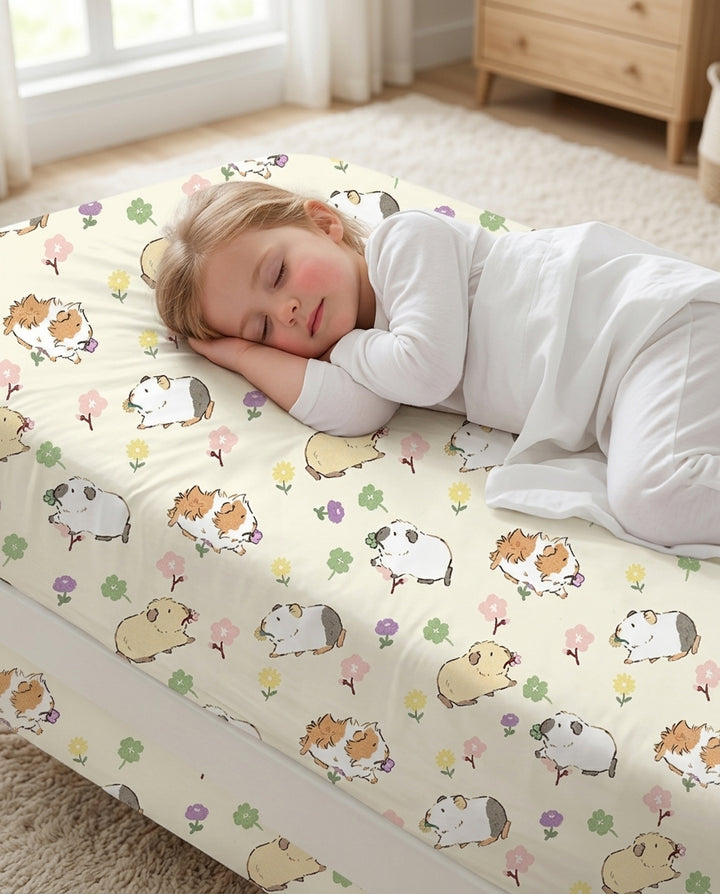 Guinea Pig Garden Bamboo Fitted Crib Sheet