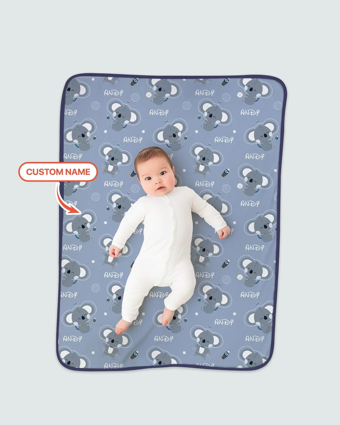 Custom Name Cosmic Koala Bamboo Blanket
