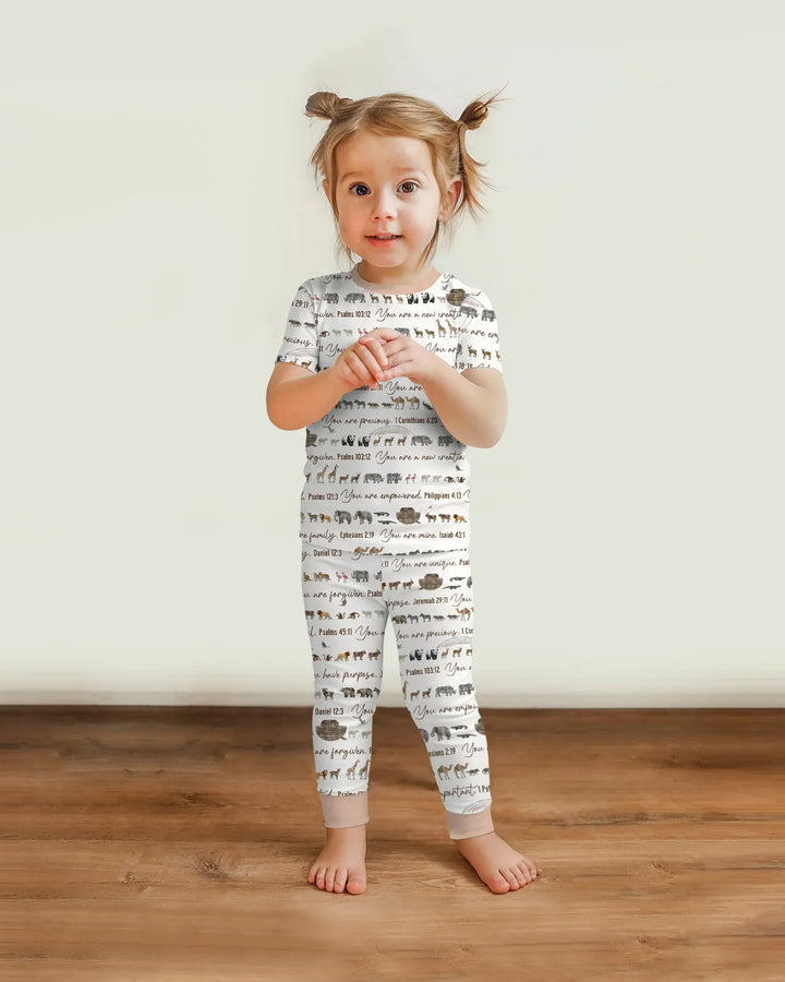 Biblical Noah's Ark Bamboo Two Piece Short Sleeve Pajama Set