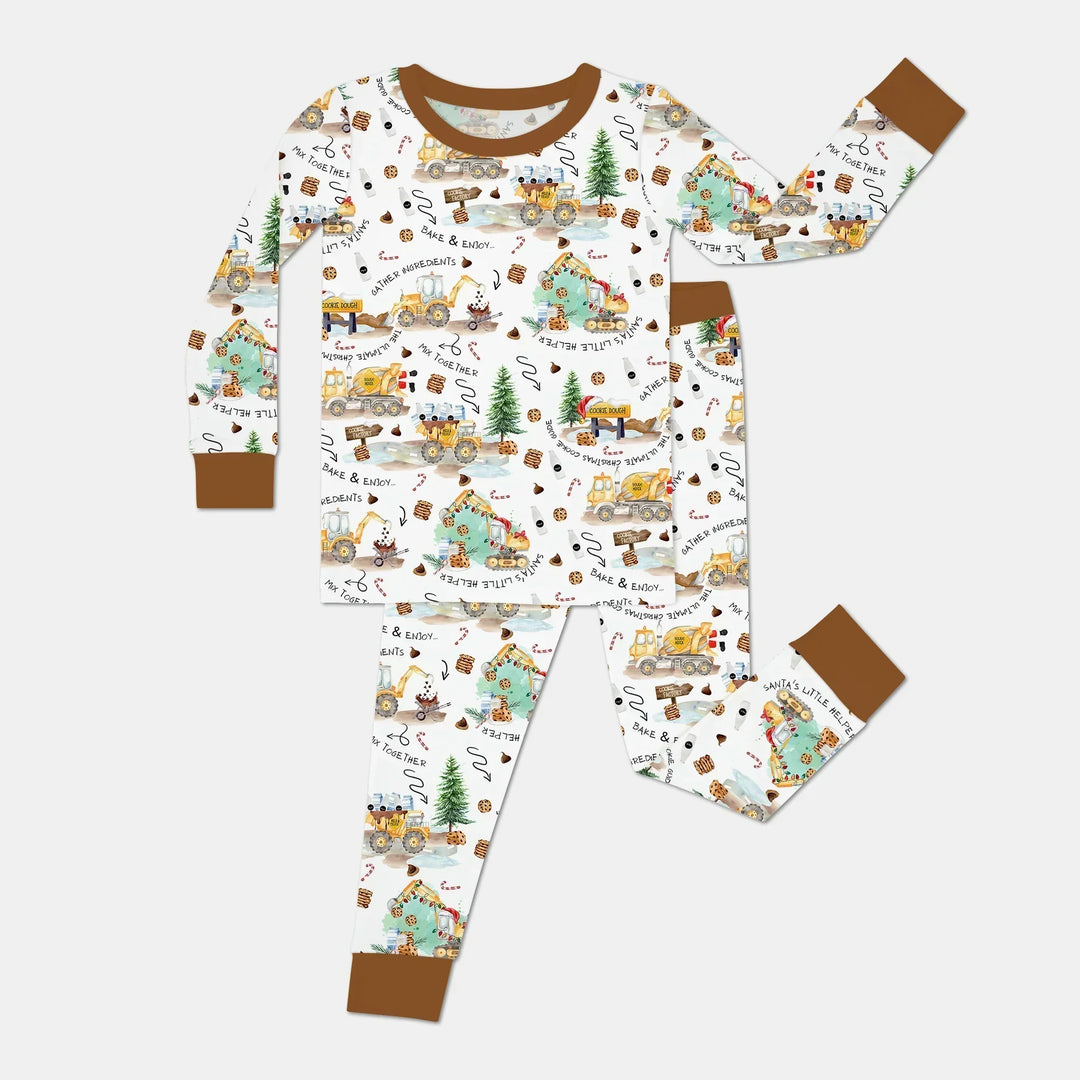Construction Christmas Cookie Bamboo Two Piece Long Sleeve Pajama Set