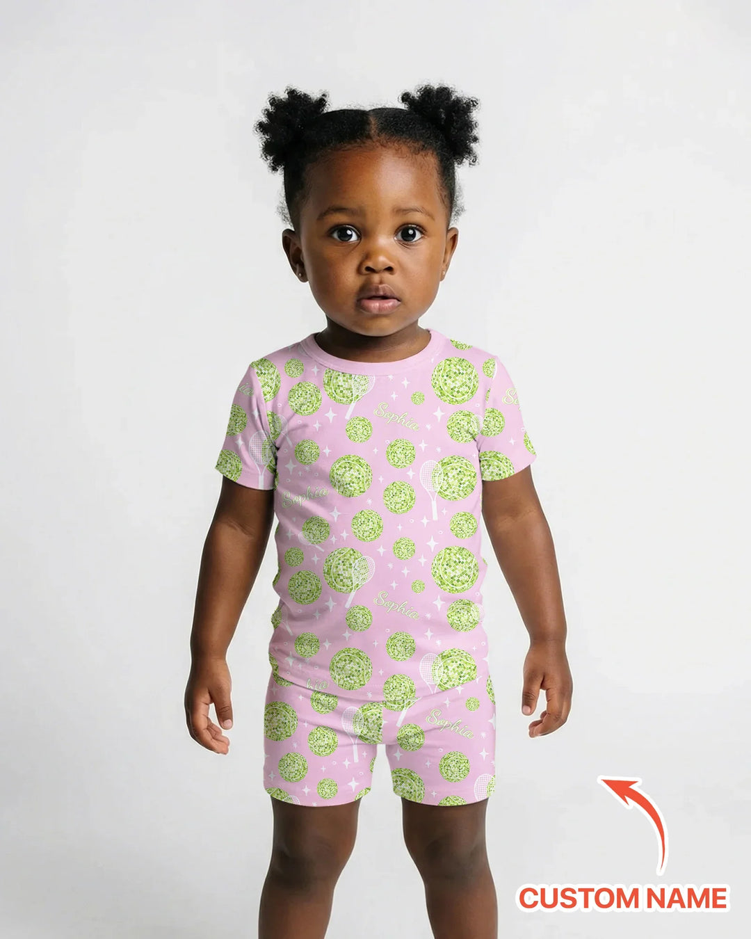Tennis Disco Girl Party Matching Bamboo Two Piece Short Sleeve Shorts Pajama Set