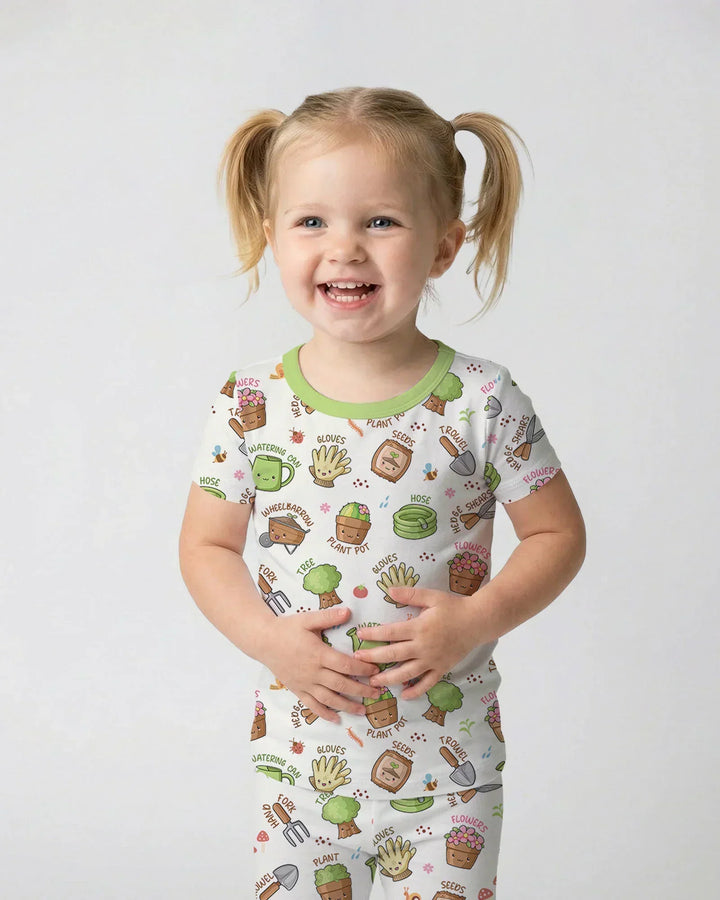 Kawaii Garden Crew Bamboo Two Piece Short Sleeve Pajama Set