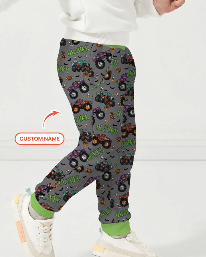 Custom Name Haunted Monster Trucks Bamboo Jogger