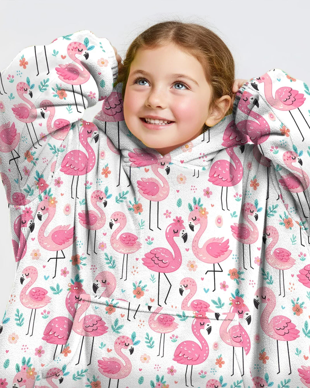 Hello Flamingo Custom Bamboo Blanket Hoodie