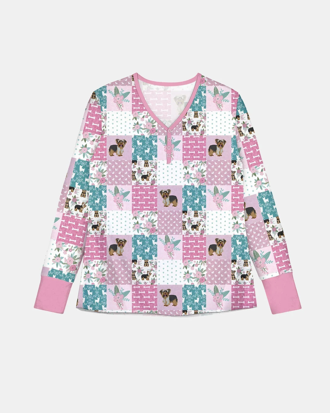 Floral Yorkie Grace Bamboo Women Pajama Set