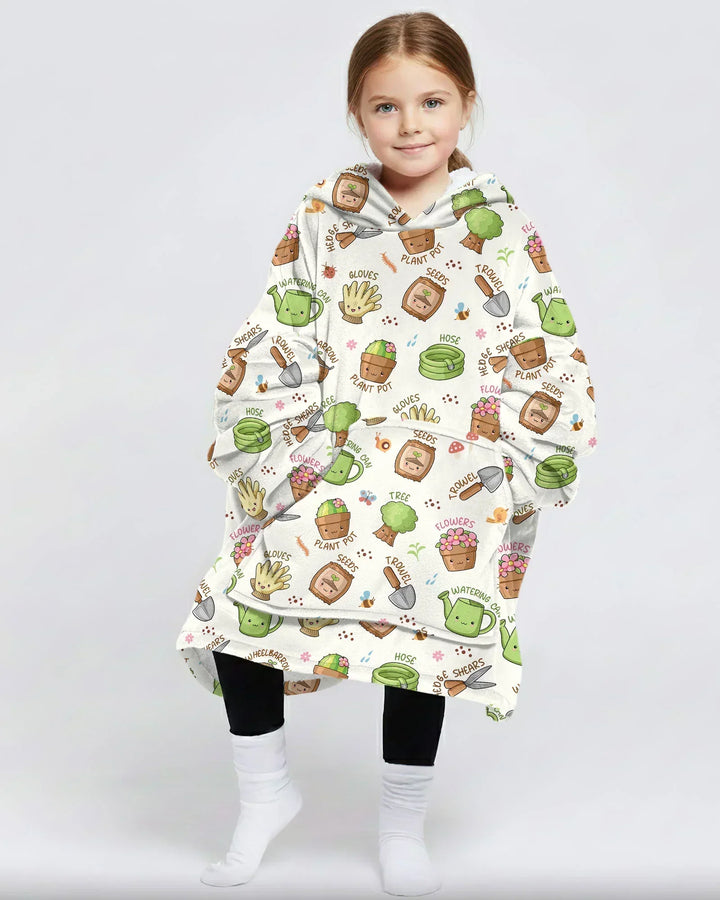 Kawaii Garden Crew Wearable Bamboo Blanket Hoodie