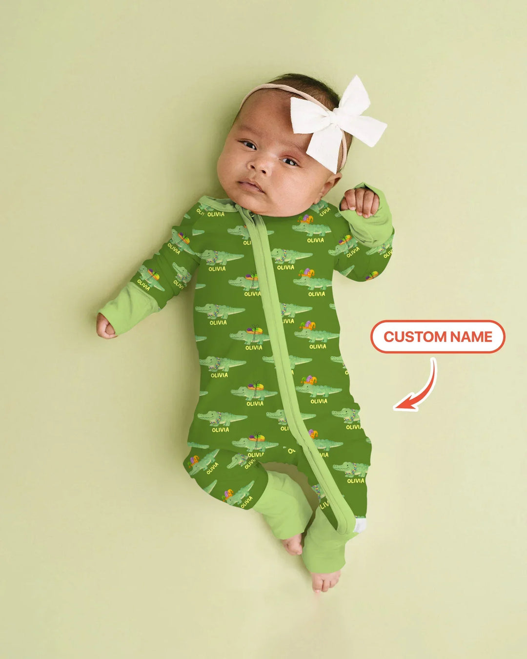 Custom Name Mardi Gras Gator Bamboo Convertible Zippy