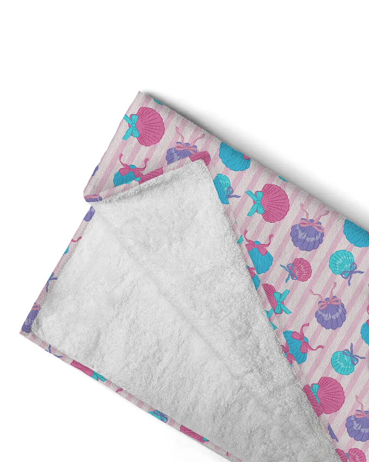 Seashell Dreams Stripe Bamboo Beach Towel