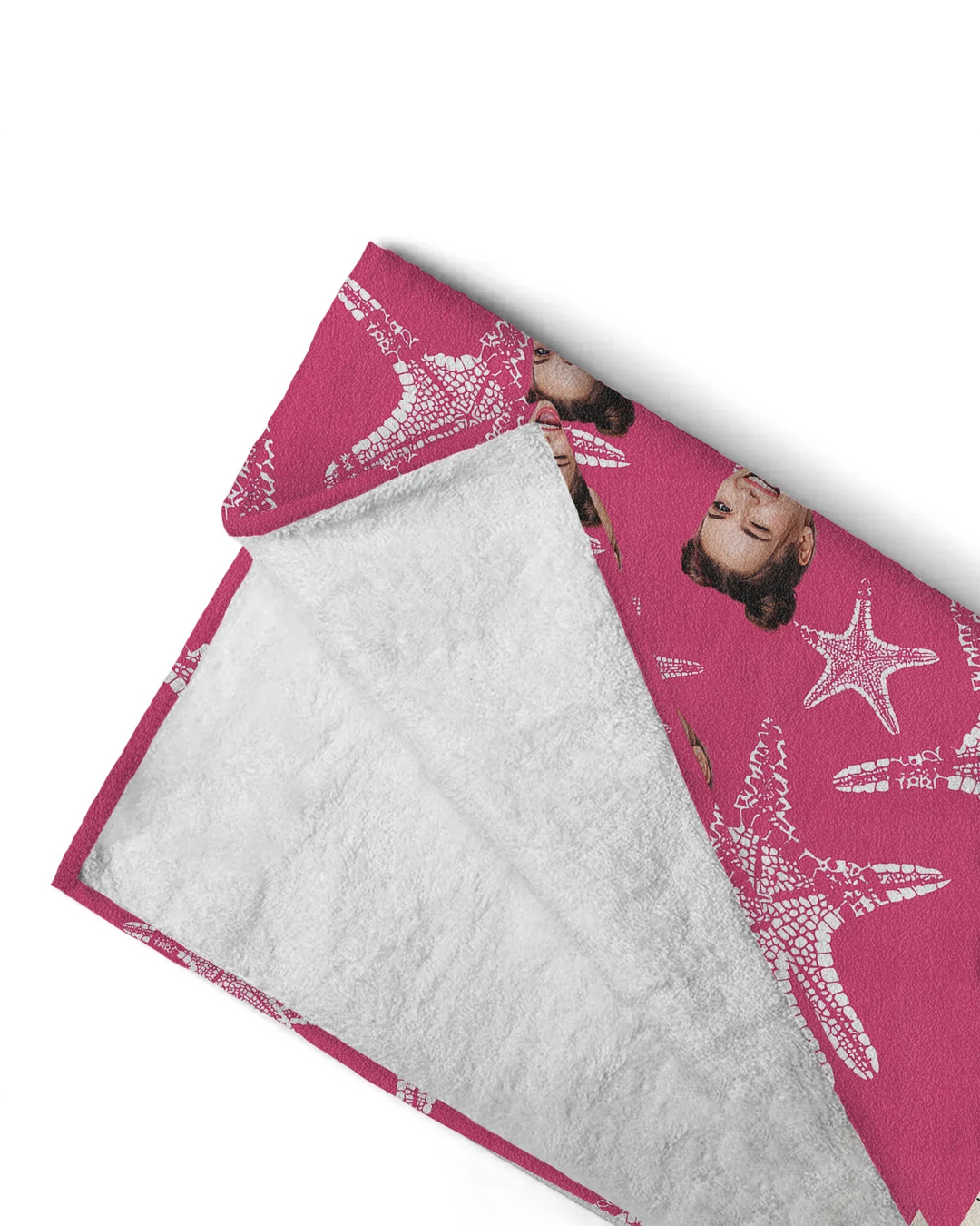 Custom Photo Starfish With Names Bamboo Beach Towel