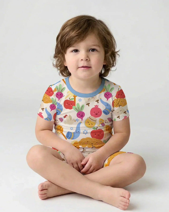 Shana Tova Rosh Hashanah Bamboo Two Piece Short Sleeve Shorts Pajama Set
