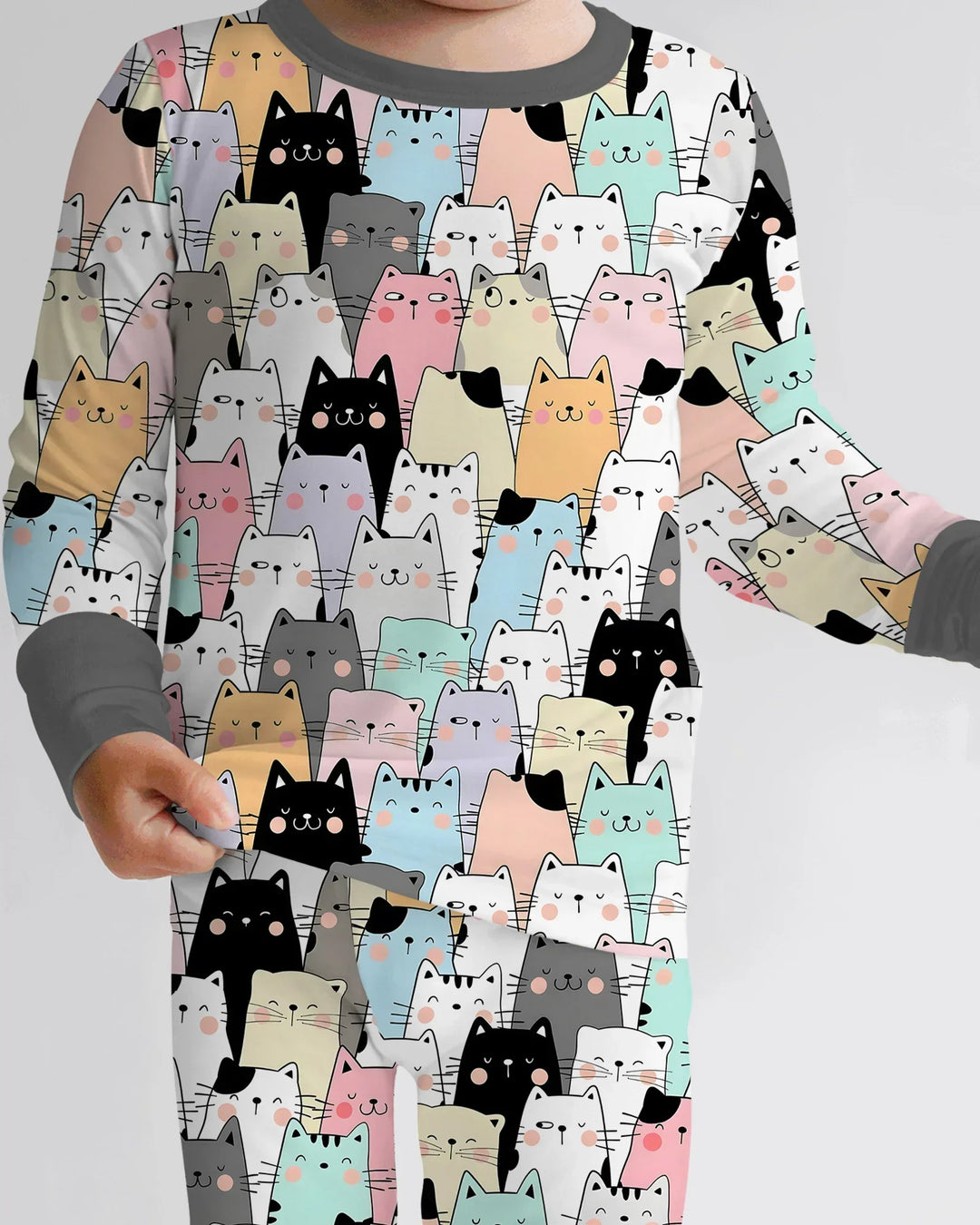 Purrfect Crowd Bamboo Two Piece Long Sleeve Pajama Set