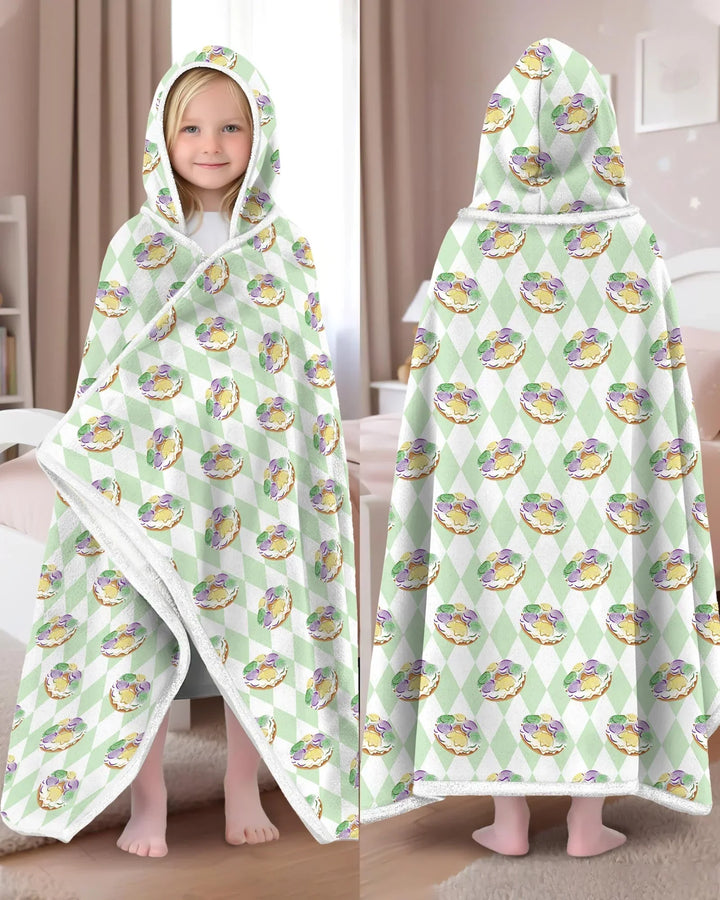 Mardi Gras Donut Bamboo Wearable Hooded Blanket