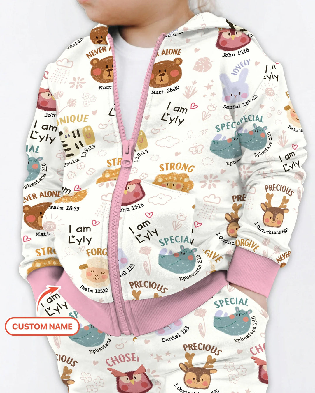 God’s Little Zoo Custom Name Bamboo Zip Hoodie