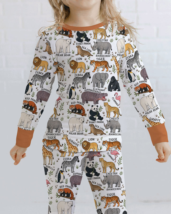 Zoo Animal Bamboo Two Piece Long Sleeve Pajama Set