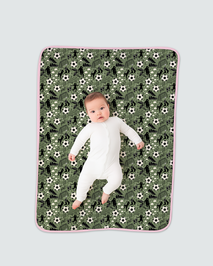 Sage Green Soccer Dreams Bamboo Blanket