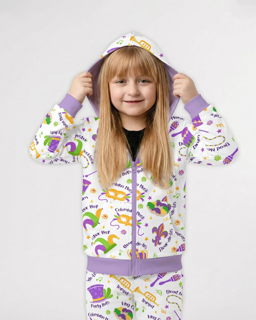 Mardi Gras Family Matching Bamboo Zip Hoodie
