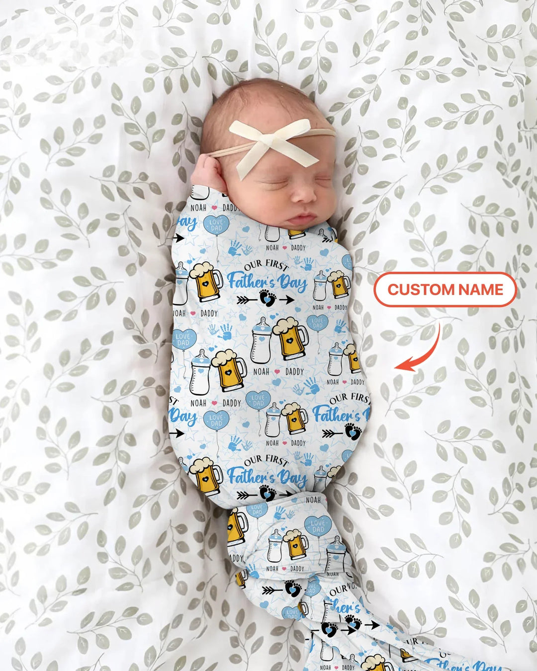 Custom Name First Father's Day Drink swaddle blanket