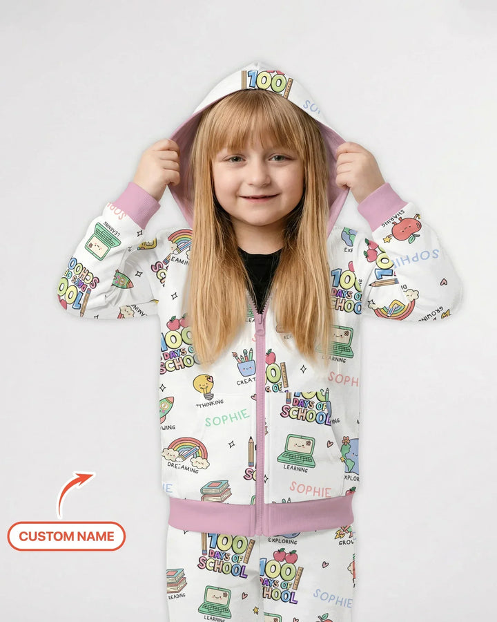 Custom Name Celebration Hundred Days Bamboo Zip Hoodie