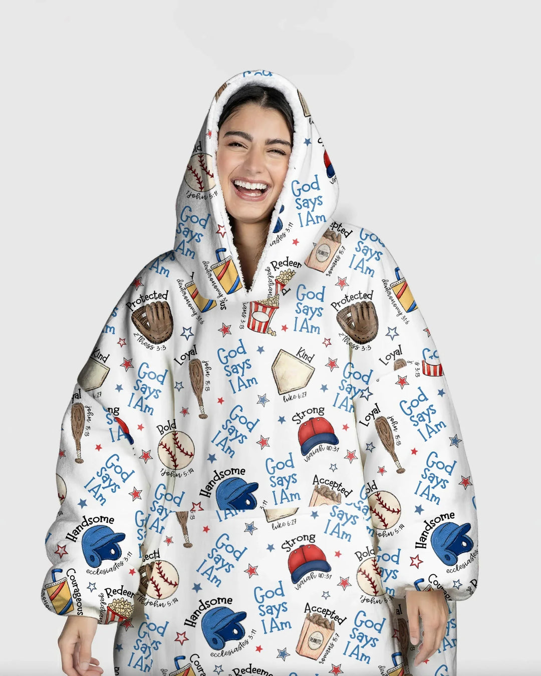 Christian Baseball Wearable Bamboo Blanket Hoodie