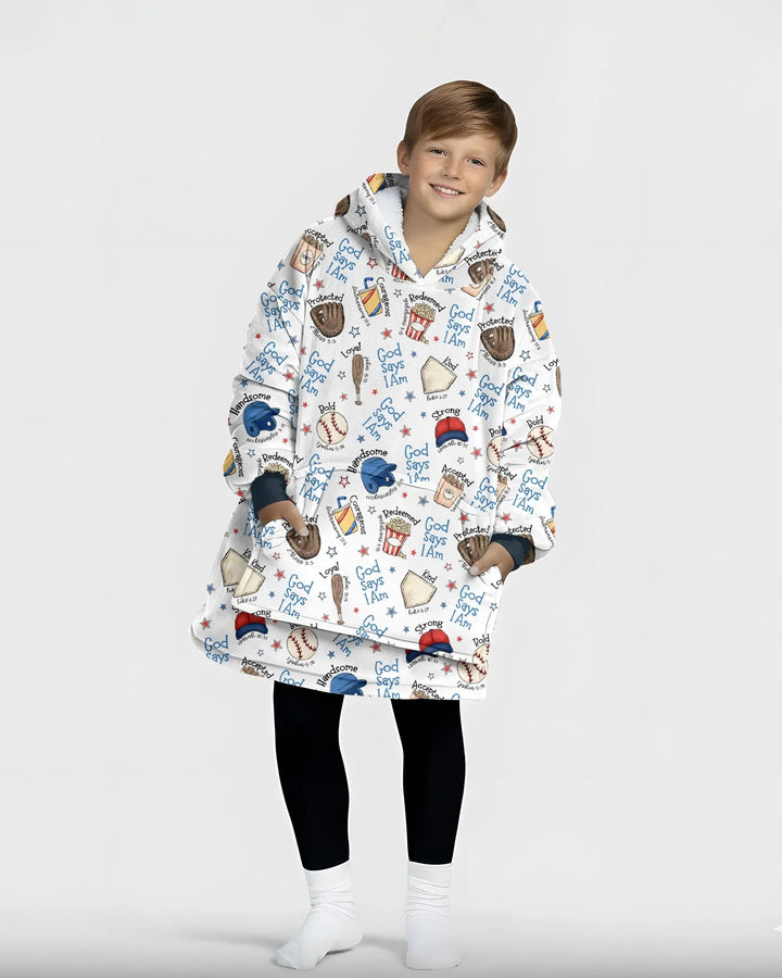 Christian Baseball Wearable Bamboo Blanket Hoodie