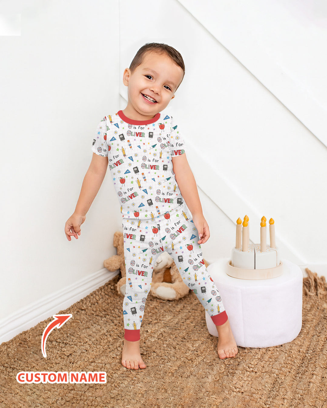 CUSTOM Template Bamboo Two Piece Short Sleeve Pyjamas Set
