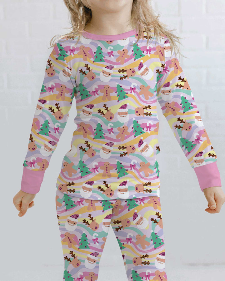 Whimsical Christmas Wonderland Bamboo Two Piece Long Sleeve Pajama Set
