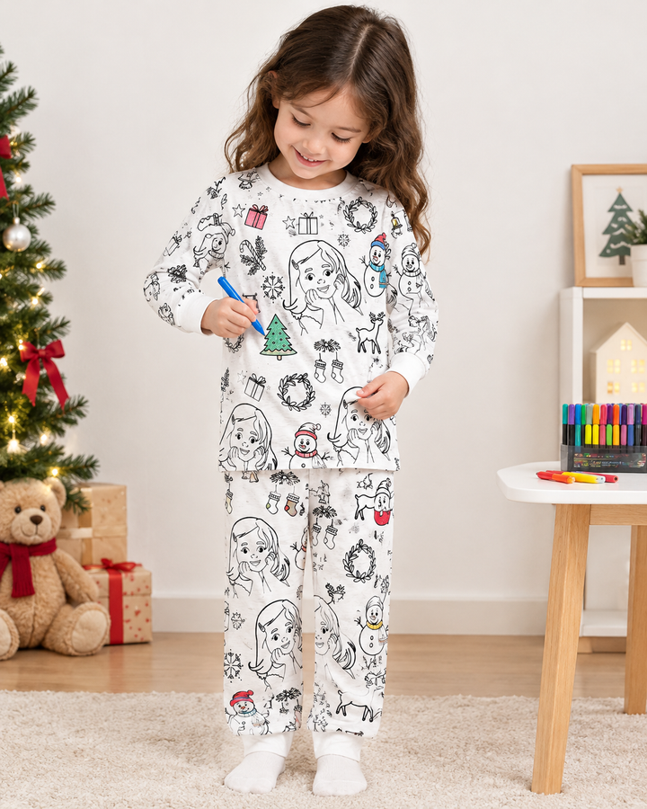 Christmas custom photo Colorable Bamboo Two Piece Pyjamas Set