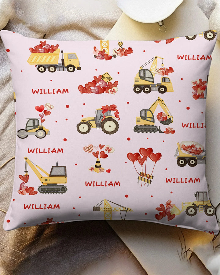Custom Name Valentine Trucks Family Matching Bamboo Pillow Case