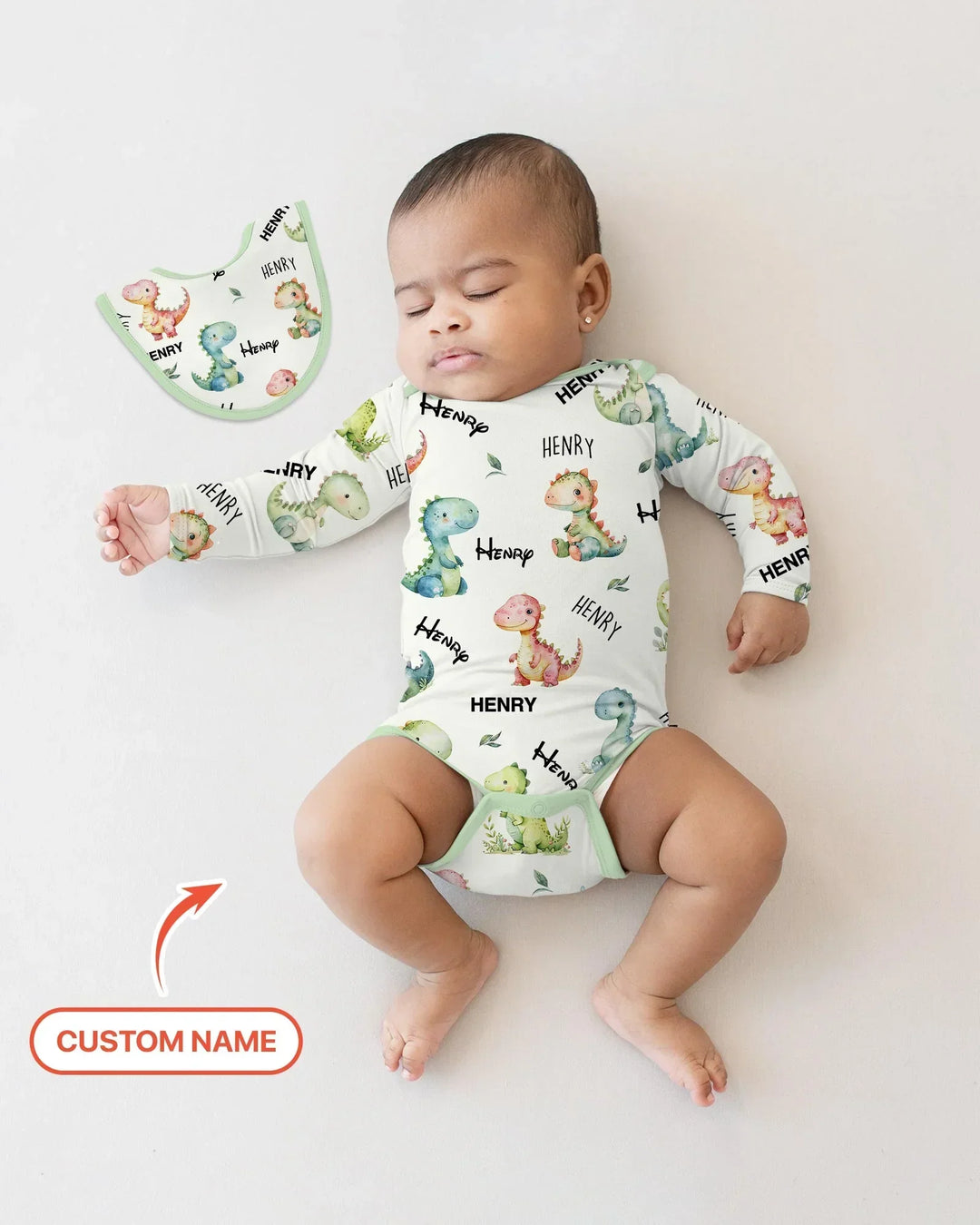 Dinosaur Custom Name Bamboo Bodysuit