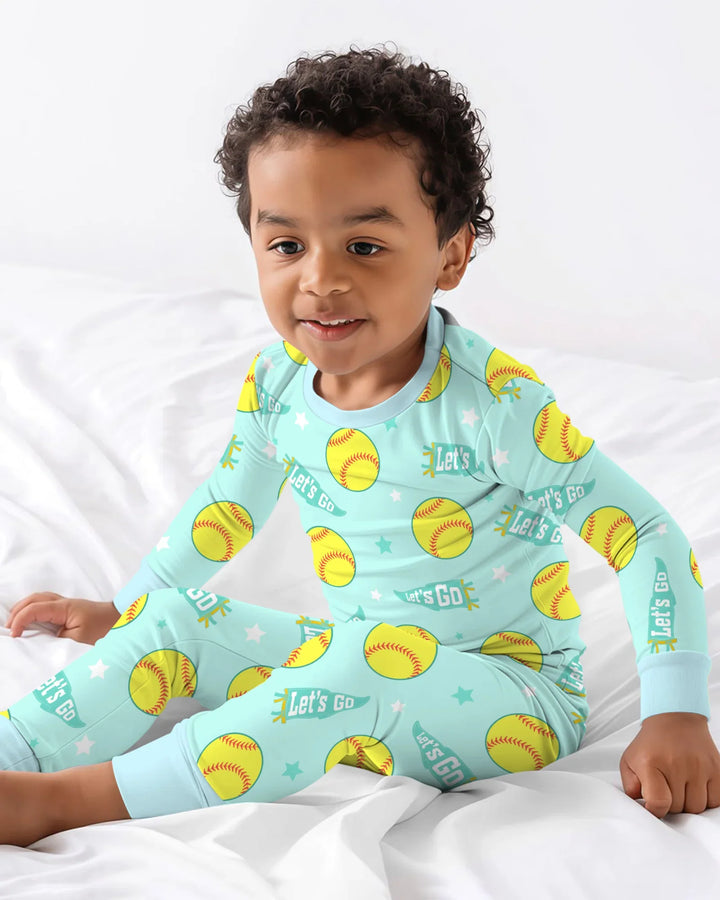 Softball Lovers Bamboo Two Piece Long Sleeve Pajama Set