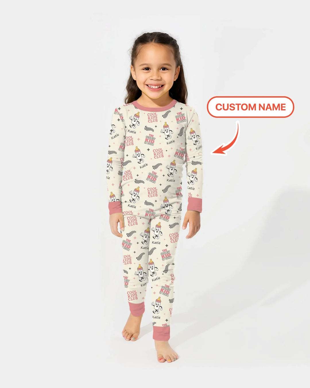 Custom Name Cool Club Daddy & Me Matching Bamboo Two Piece Long Sleeve Pajama Set