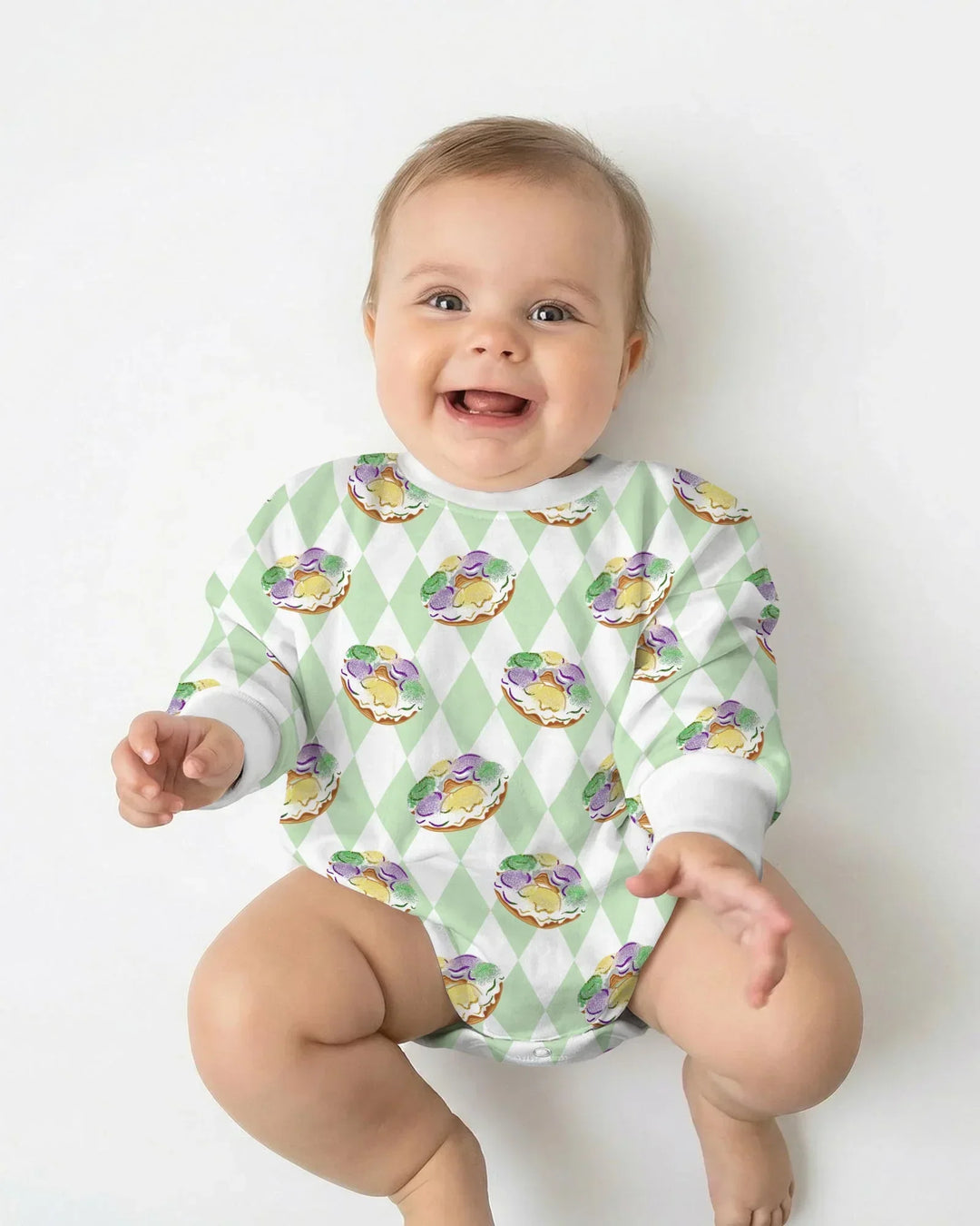 Mardi Gras Donut Bamboo Bubble Romper