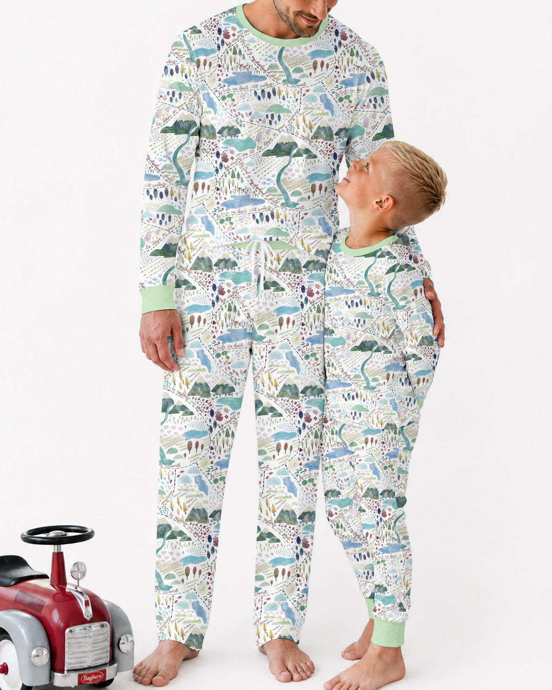 Whimsical Psalms 23 Map Bamboo Men's Pajama Set