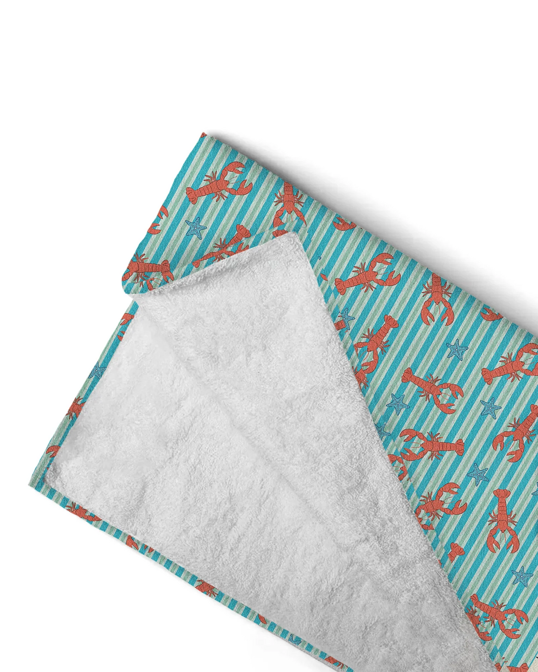 Coastal Lobster Stripe Bamboo Beach Towel