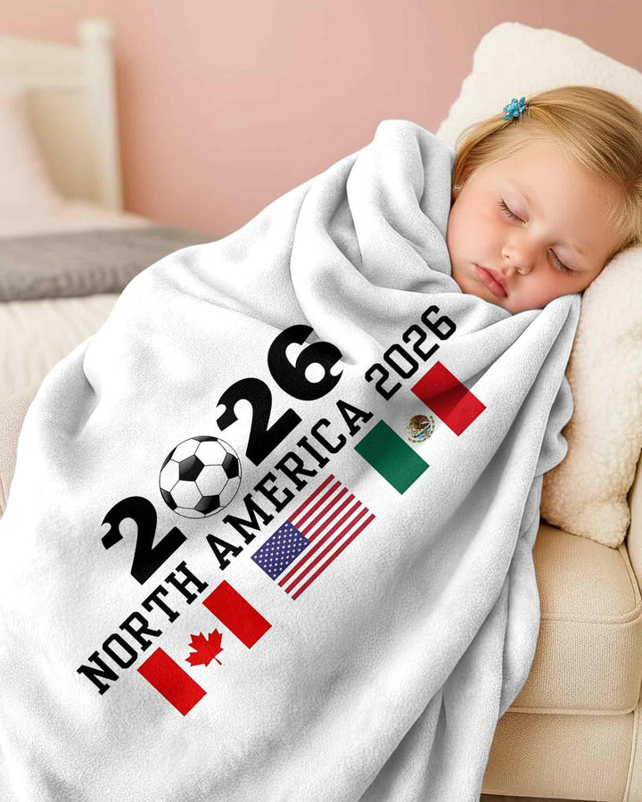 Soccer 2026 USA Canada Mexico Flags Bamboo Blanket