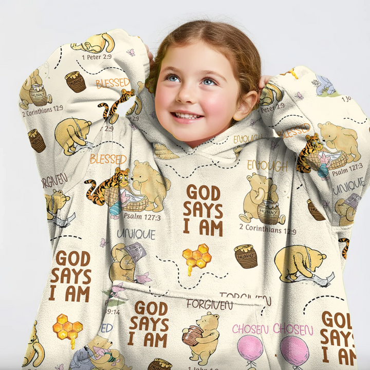 God Says I Am Little Blessings Bamboo Blanket Hoodie