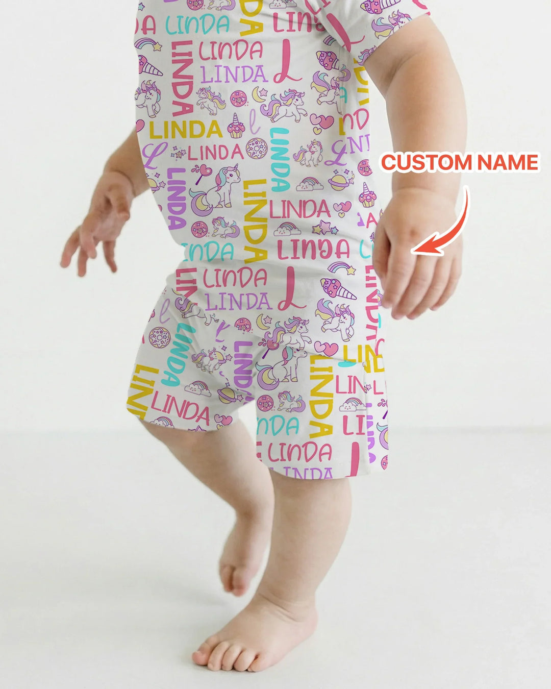 Personalized Fantasy Unicorn Word Bamboo Two Piece Short Sleeve Shorts Pajama Set