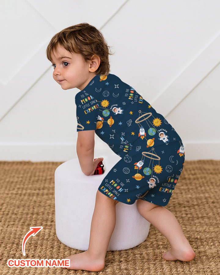 Little Astronaut Big Dream Bamboo Two Piece Short Sleeve Shorts Pajama Set