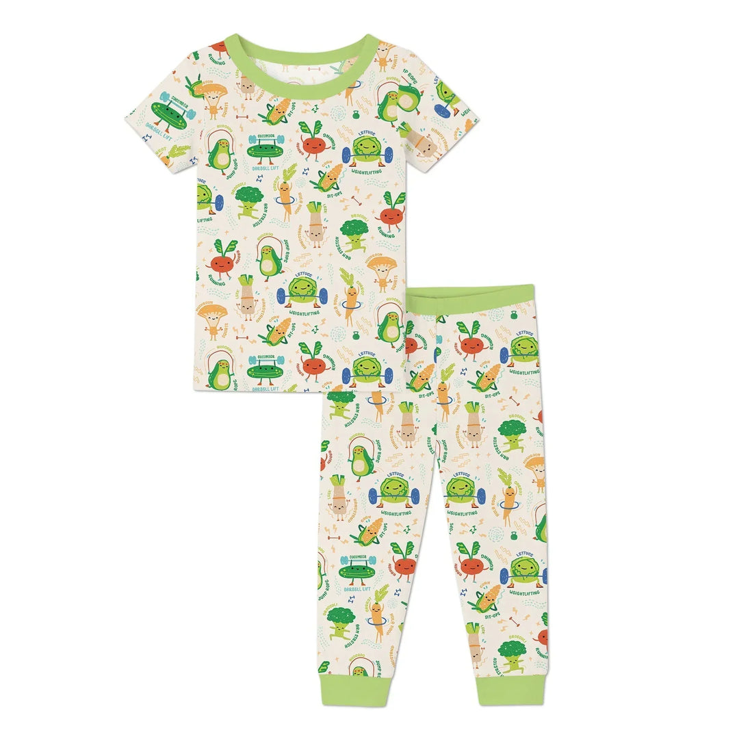 Exercise Veggie Bamboo Two Piece Short Sleeve Pajama Set
