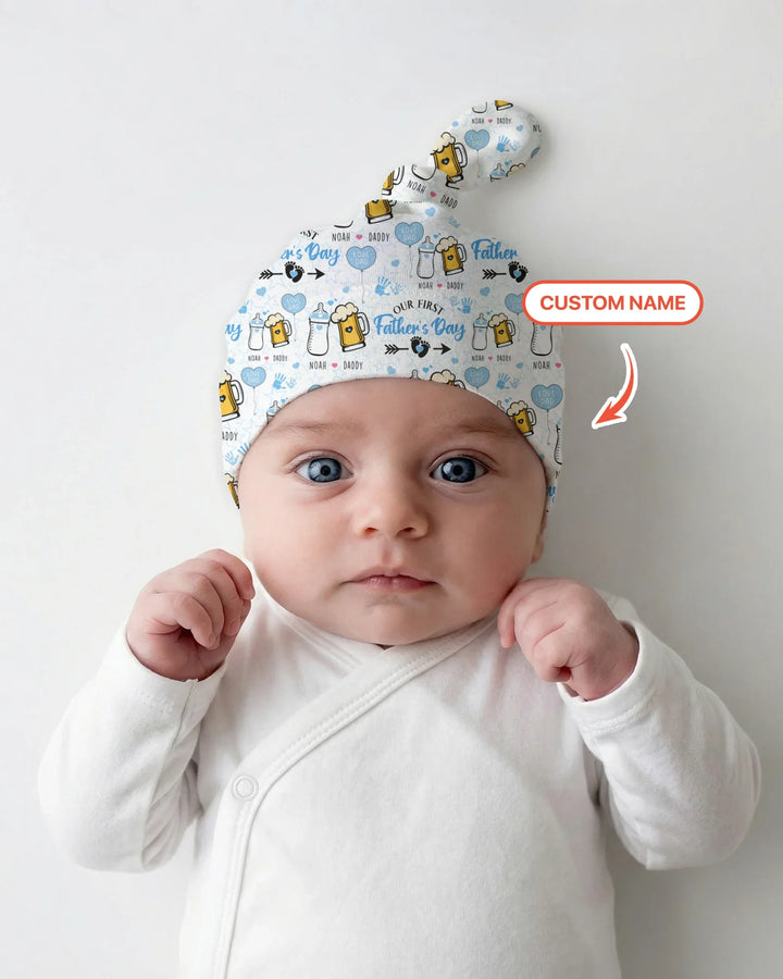 Custom Name First Father's Day Drink Bamboo Knotted Hat