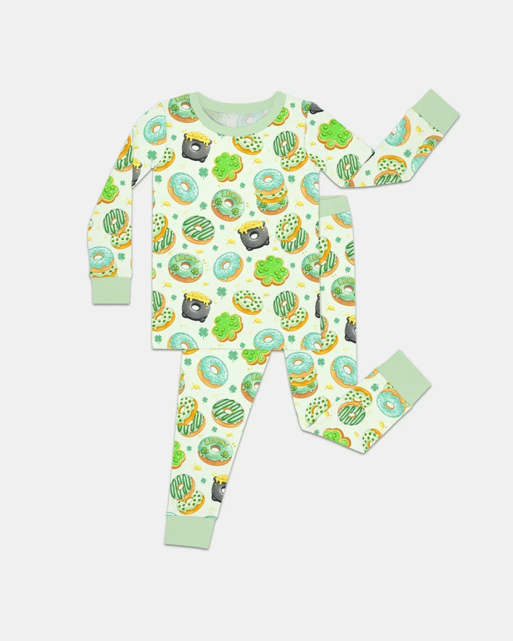 St. Patrick's Day Donut Bamboo Two Piece Long Sleeve Pajama Set