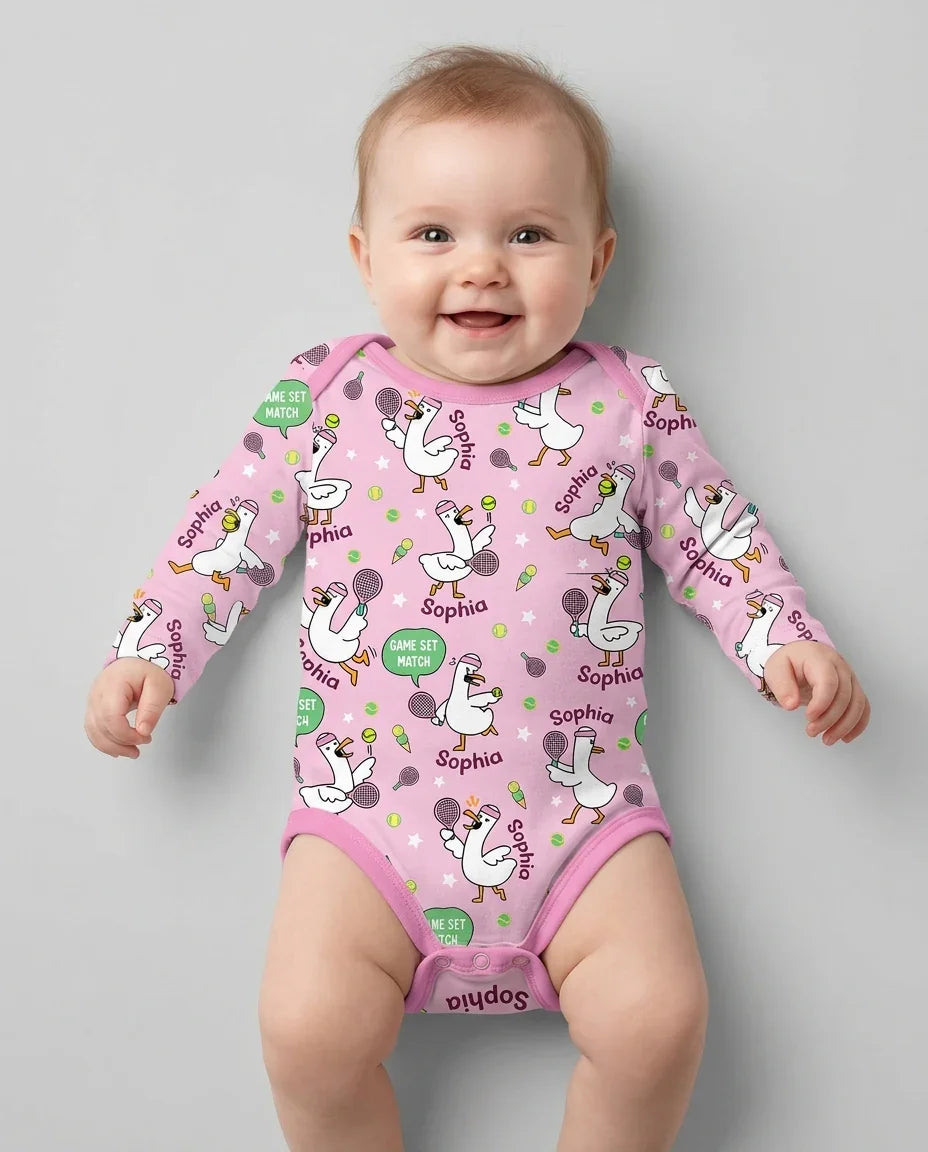 Silly Goose Playing Tennis Bamboo Bodysuit