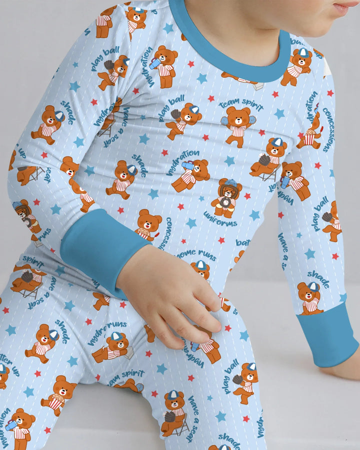 Born To Play Baseball Bamboo Two Piece Long Sleeve Pajama Set