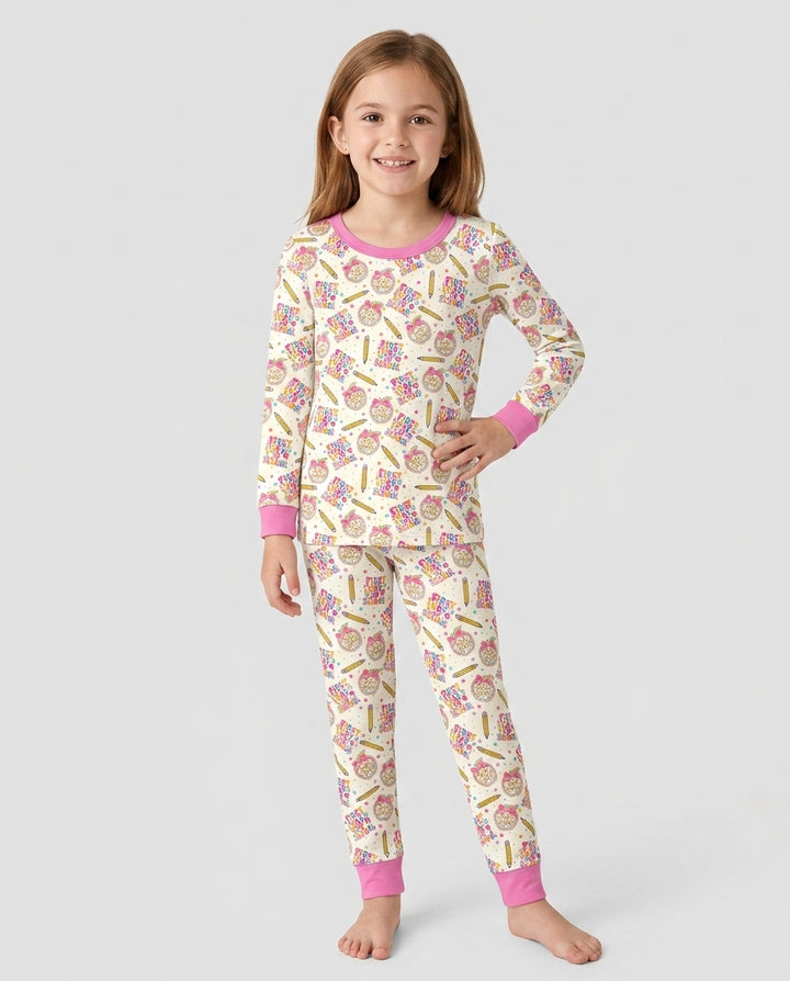 Custom School Grade First Day Cutie Bamboo Two Piece Long Sleeve Pajama Set