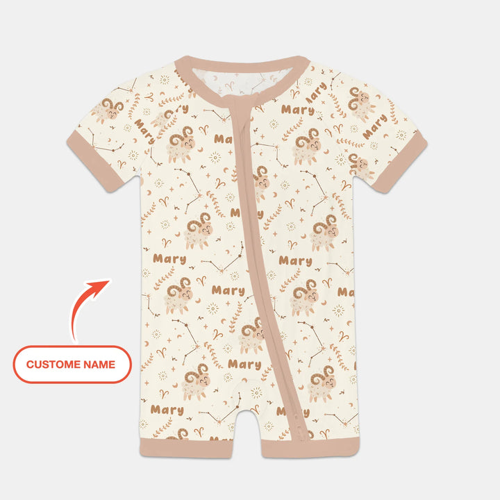 Bohemian Baby Zodiac Signs Custom Name Bamboo Shorty Zippy