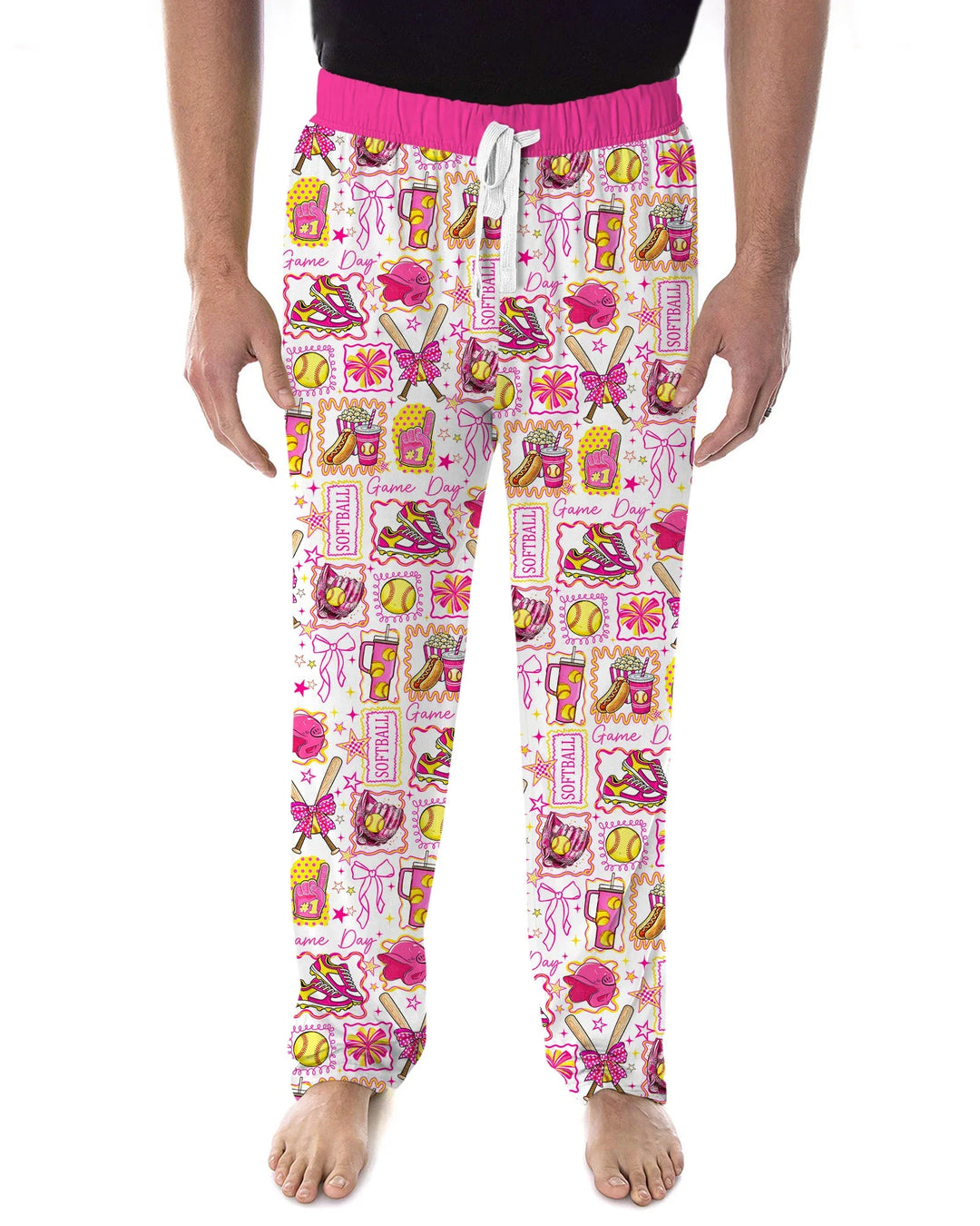 Pink Softball Game Day Bamboo Men's Pajama Set