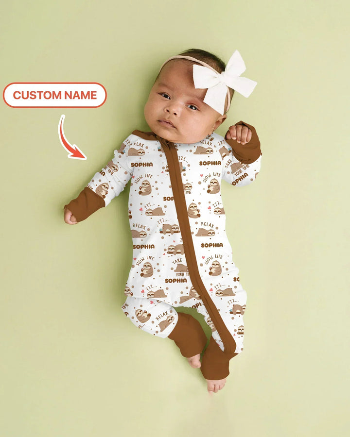 Custom Name Cute Sloth Bamboo Convertible Zippy