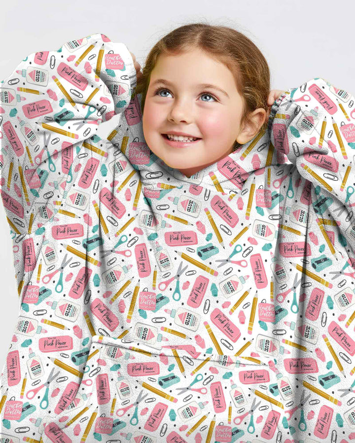 Pink Power School Supplies Bamboo Blanket Hoodie